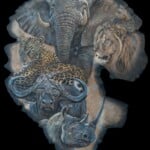 Big 5 Painted on Elephant Ear Leather Andre Meintjes 20220831 0327