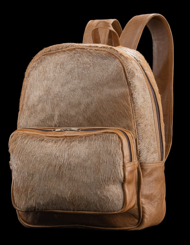 Golden Wildebeest Backpack with Skin and Leather 20230316 0004